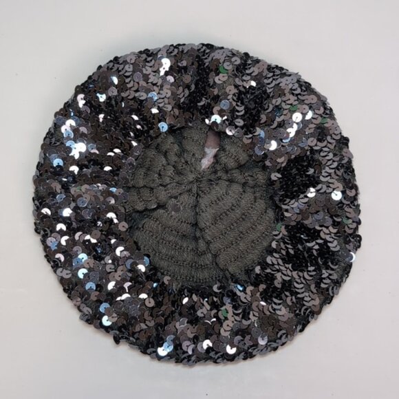 3/$20 Childrens Place Sequin Beret Hat Gunmetal Silver Gray Party Fashionista - Picture 7 of 11
